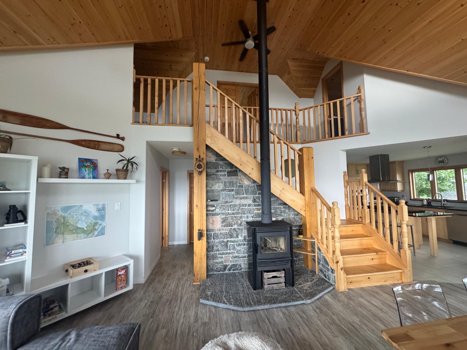 View from main floor up to the loft